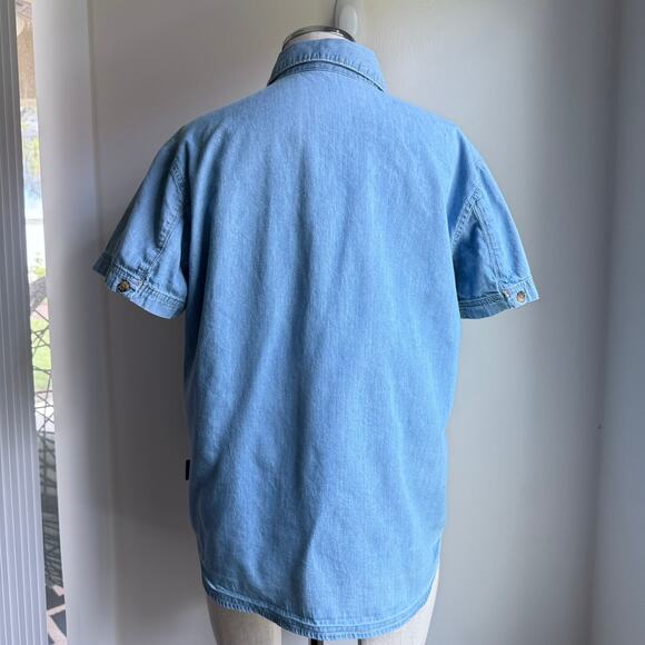 Woolrich Women’s Light Denim Short Sleeve Button Shirt Size L - Picture 5 of 8